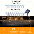 Guirlande solaire 20 colonnes givrées, blanc froid, 10 modes