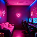 Néon LED cœur rose mural, petit format 15 x 12 cm, câble USB