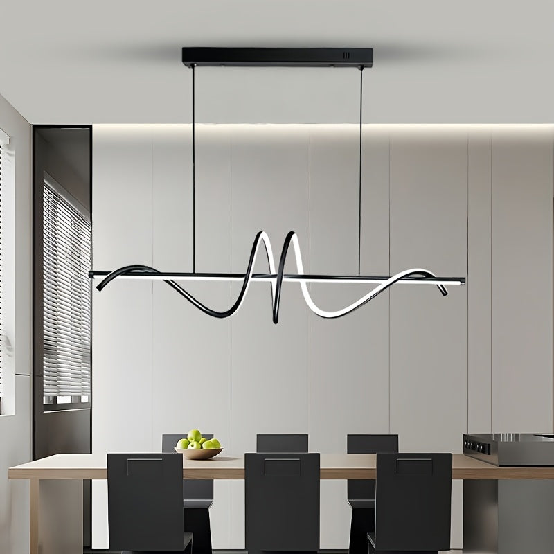 Suspension LED en vague de silicone sur barre de 100 cm, or ou noir