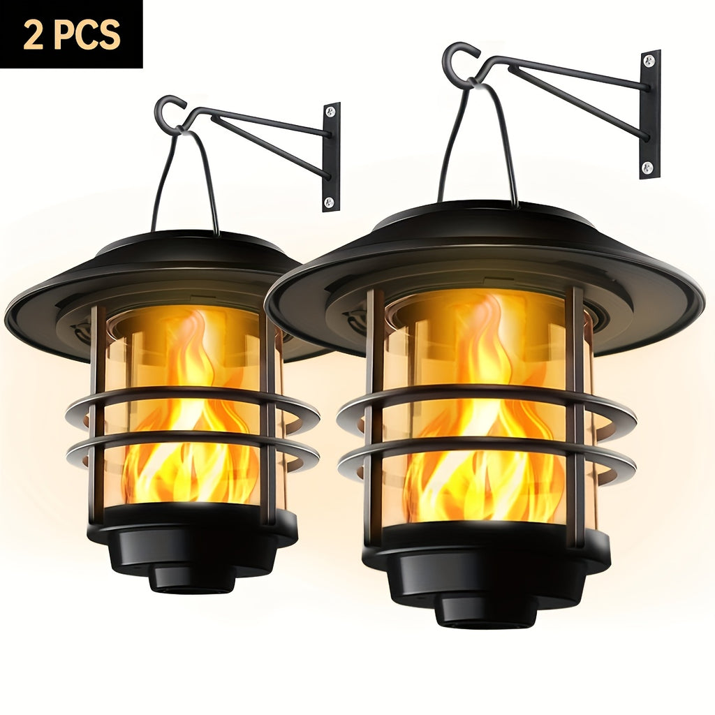 Suspension solaire noire effet flamme et potence murale, IP65