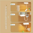 Lampe de bureau à pince rechargeable à tête rectangulaire, tactile