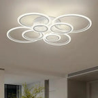 Plafonnier LED à huit anneaux blancs 127 W, variateur et télécommande