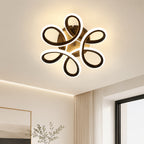 Plafonnier LED fleur à cinq boucles noir et blanc, Ø 27 cm