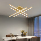 Plafonnier LED doré à barres croisées, 80 cm, 54 W, télécommande