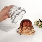 Verre de remplacement fleur côtelée en dégradé ambré, Ø 15 cm