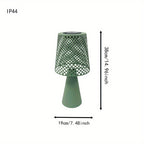 Lampe de table solaire en fer ajouré vert sauge, IP44, 38 cm