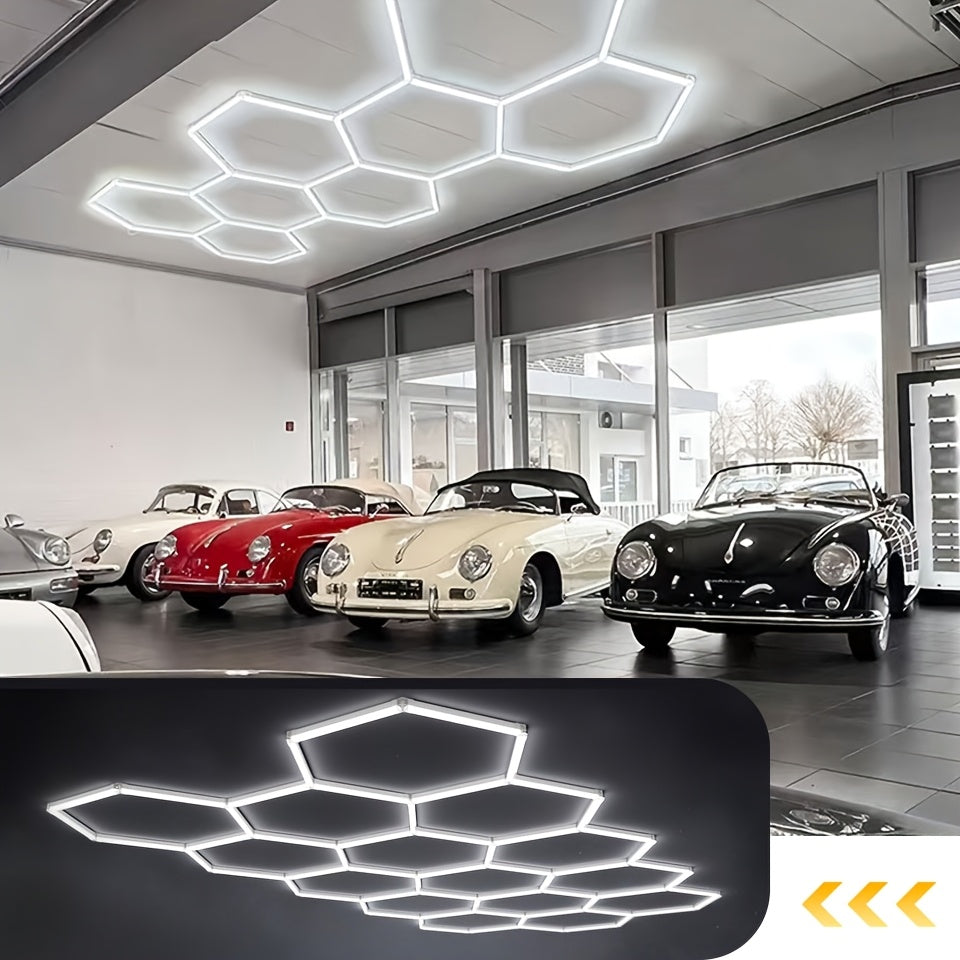 Plafonnier LED hexagonal en kit pour garage ou atelier, 24 à 68 tubes