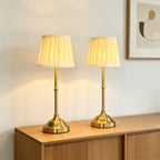 Lot de 2 lampes de chevet sans fil, abat-jour plissé crème