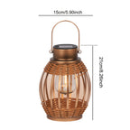 Lanterne solaire bohème tressée, ampoule filament et métal cuivré