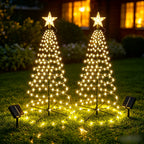 Sapin de Noël lumineux solaire en spirale à étoile, 93 cm, 80 LED