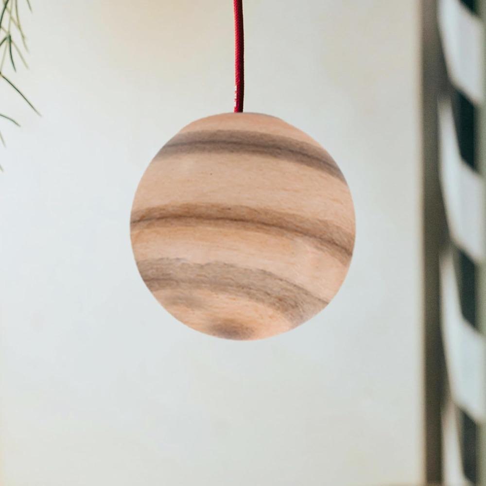 Globe en verre à volutes beiges et brunes façon planète, Ø 11,5 cm