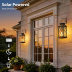 Lot de 2 lanternes solaires à croisillons et bougie LED, IP65, 33,9 cm