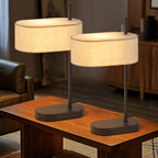 Lot de 2 lampes de chevet noires, abat-jour en lin, douille E14