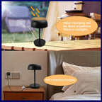 Lampe de table champignon solaire et USB-C, tactile, noire ou blanche