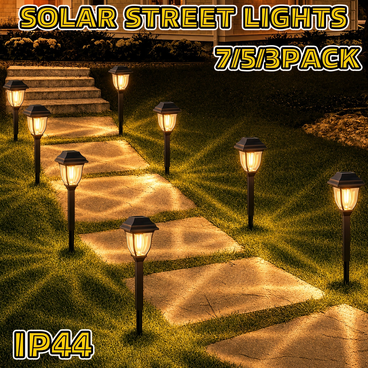 Lampe solaire lanterne de rue à filament, lot de 3, 5 ou 7 IP44