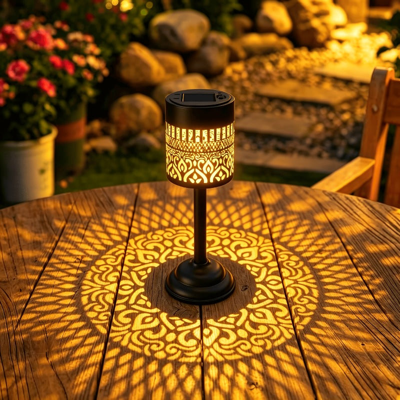 Lot de 2 lampes de table solaires ajourées sur pied, 26 cm, IP65