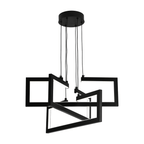 Lustre LED noir à trois cadres rectangulaires, 71 W, 50 cm