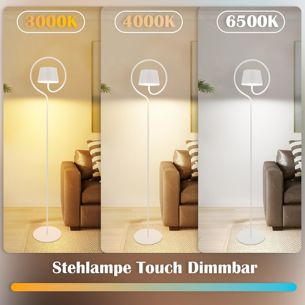Lampadaire blanc sans fil à anneau, batterie 1800 mAh et solaire