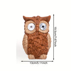Lampe solaire hibou en résine pour jardin, yeux lumineux, 19,5 cm