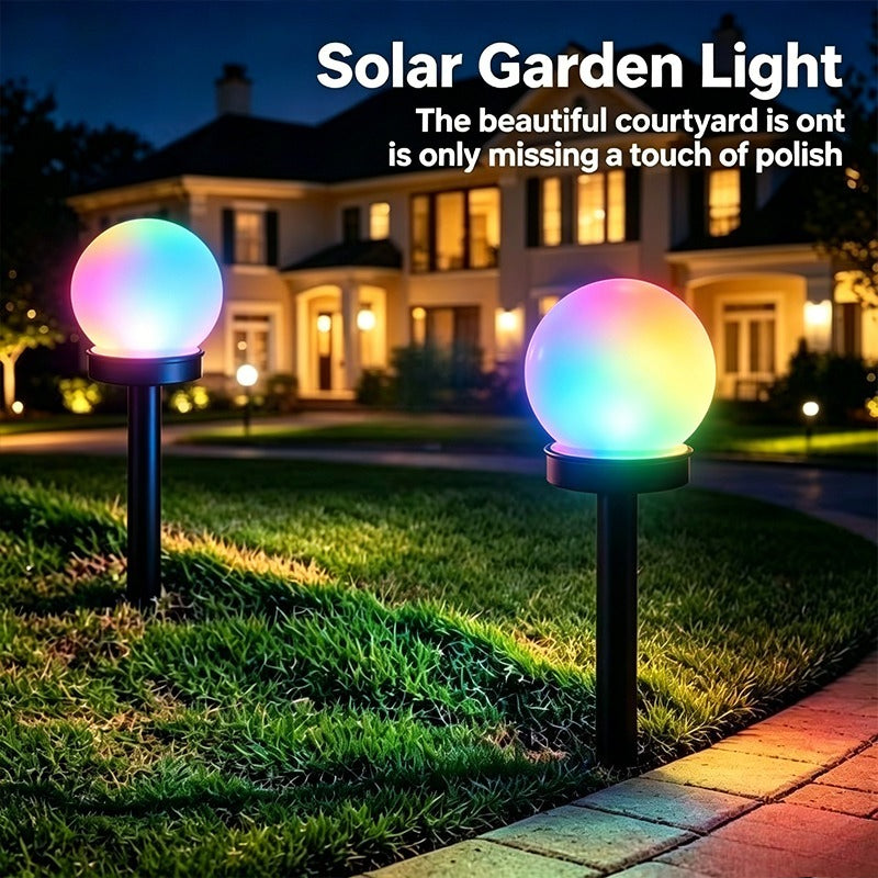 Lot de 4 globes solaires sur piquet à couleurs changeantes, 34 cm