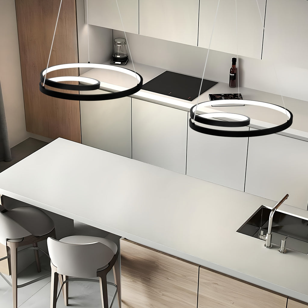 Lustre LED spirale à deux niveaux Ø 40 cm, blanc ou noir, 34 W