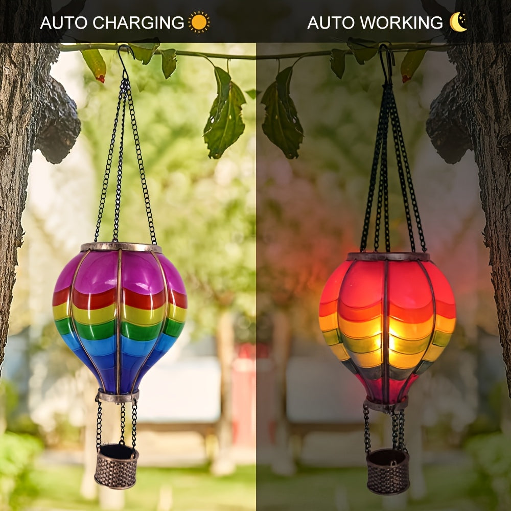 Suspension solaire montgolfière arc-en-ciel à effet flamme, IP44