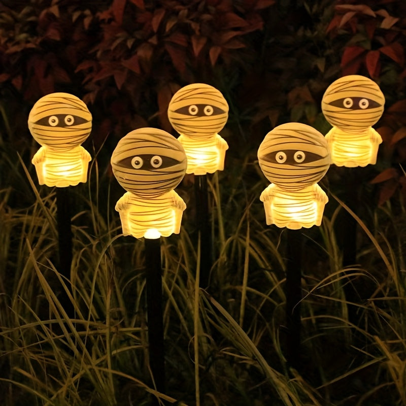Guirlande solaire de 5 momies lumineuses à planter pour Halloween