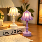 Mini lampe de table 14 cm à piles, abat-jour cloche, lotus ou pagode