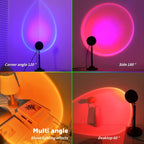 Lampe projecteur coucher de soleil sur tige, tête orientable, 24 cm