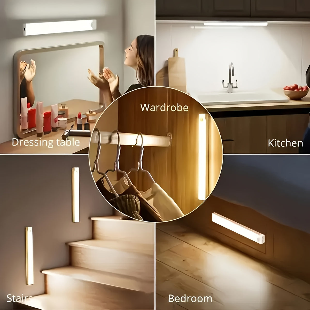 Lot de 6 lampes LED à détecteur pour toute la maison, 10 à 50 cm