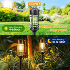Lampe solaire de chemin à filament 3000K, cage noire, lot de 4