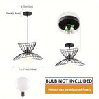 Suspension cage en fil de métal noir en forme de nœud, Ø 40 cm