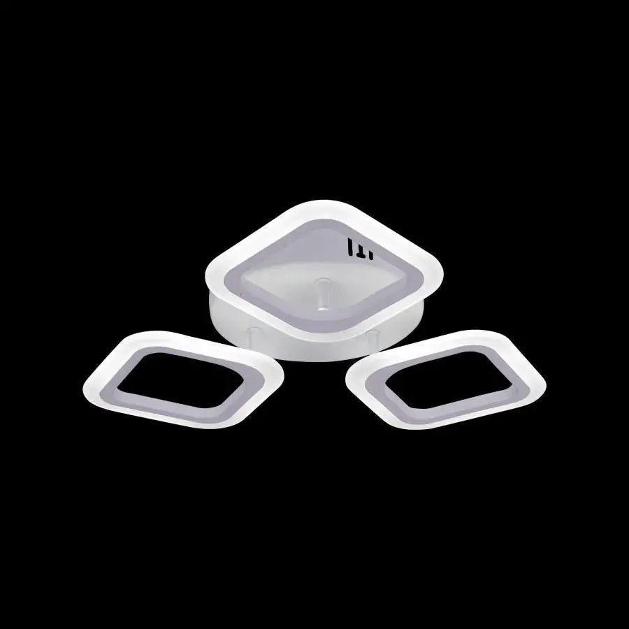 Plafonnier LED à trois carrés arrondis blancs, 24 W, blanc neutre