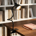 Lampe à pince col de cygne à tête dôme, noire, blanche ou rose