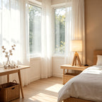 Lampe de chevet trépied en bois et abat-jour tissu, ampoule fournie