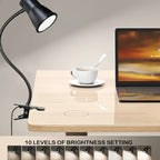 Lampe de bureau à pince noire à tête conique, col de 38,5 cm
