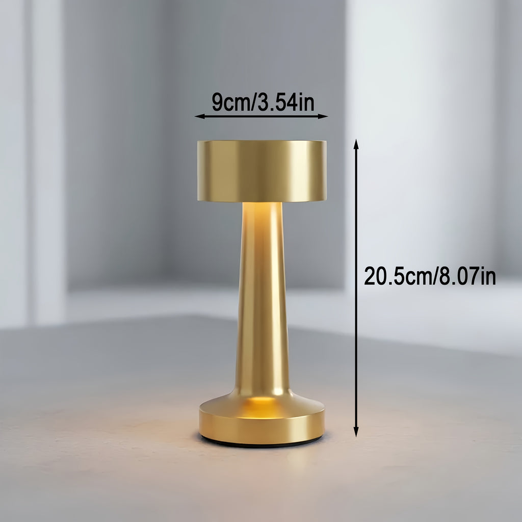 Lampe de bureau sans fil compacte en métal, tête Ø 9 cm tactile