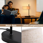 Lot de 2 lampes de chevet noires, abat-jour en lin, douille E14