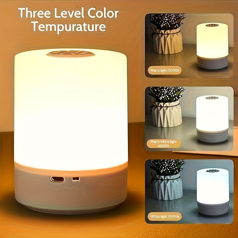 Petite lampe de chevet tactile rechargeable, cylindre de 10,5 cm