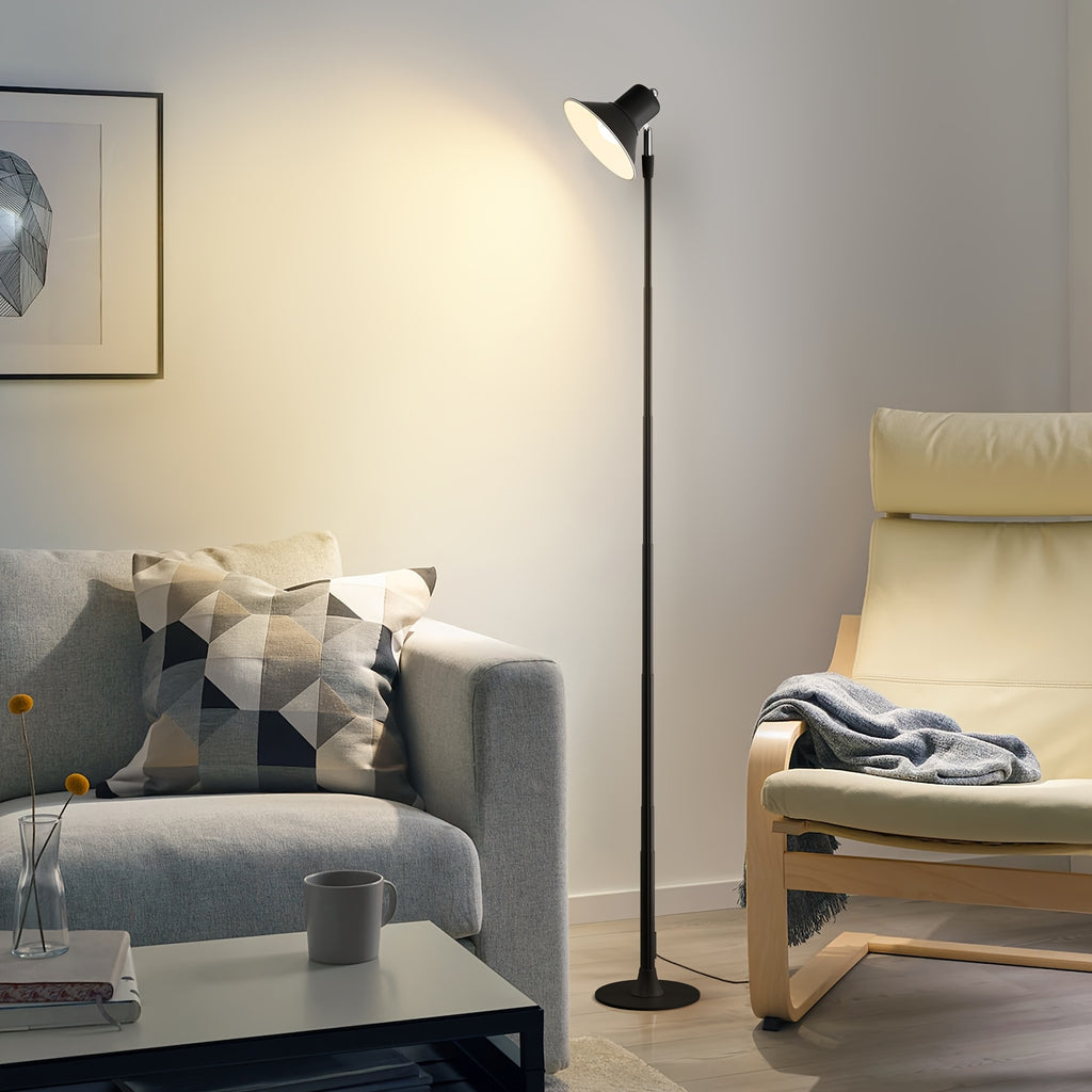 Lampadaire LED USB noir convertible en lampe de chevet, 45 à 145 cm