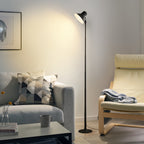 Lampadaire LED USB noir convertible en lampe de chevet, 45 à 145 cm
