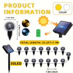 Guirlande solaire à 15 ou 30 spots sur piquets, IP44, 12 modes