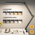 Lampe d'architecte à pince LED, bras métal blanc ou noir, USB