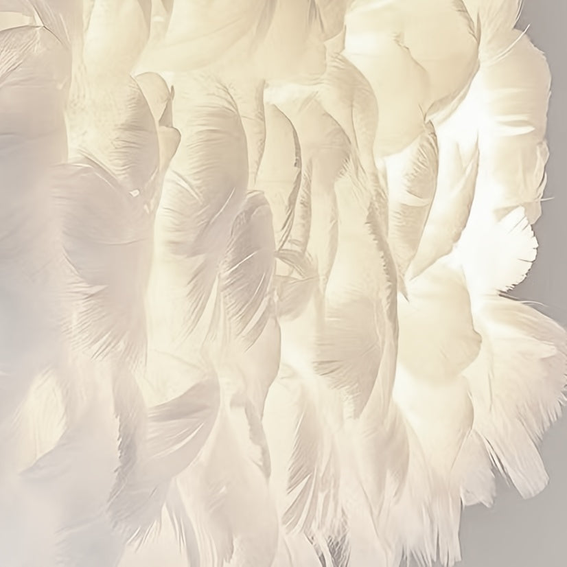 Abat-jour anneau en plumes blanches pour suspension, Ø 51cm