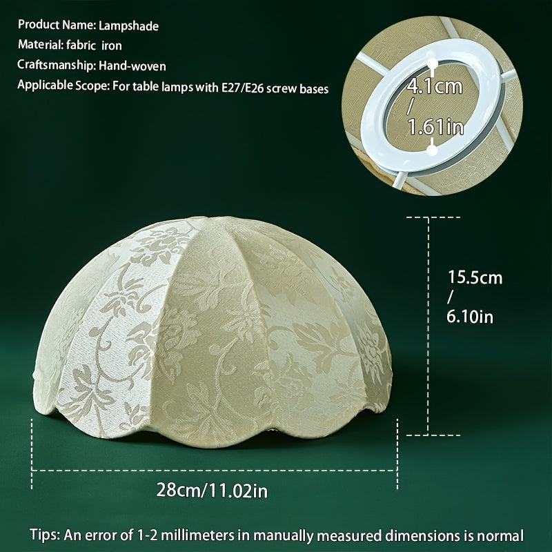 Abat-jour dôme festonné en jacquard crème à fleurs, Ø 28 cm