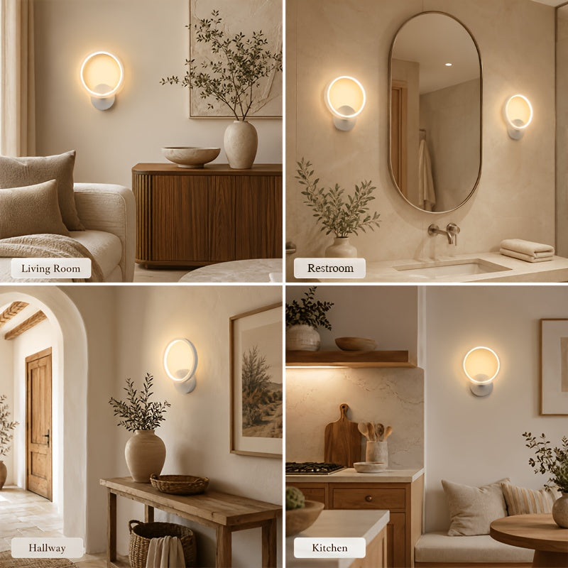 Applique murale anneau LED sans fil, télécommande et minuterie