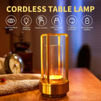 Lampe lanterne sans fil rétro, cylindre transparent et cadre métal