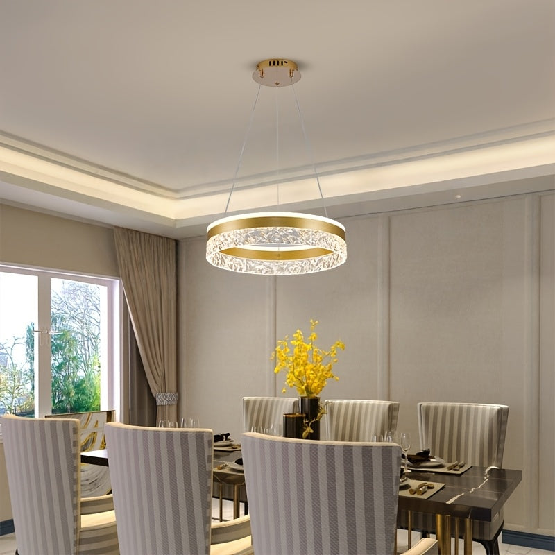 Suspension anneau LED Ø 40 cm, diffuseur effet glace, trois teintes