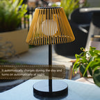 Lampe de table solaire d'extérieur à abat-jour en cordage kaki, IP44