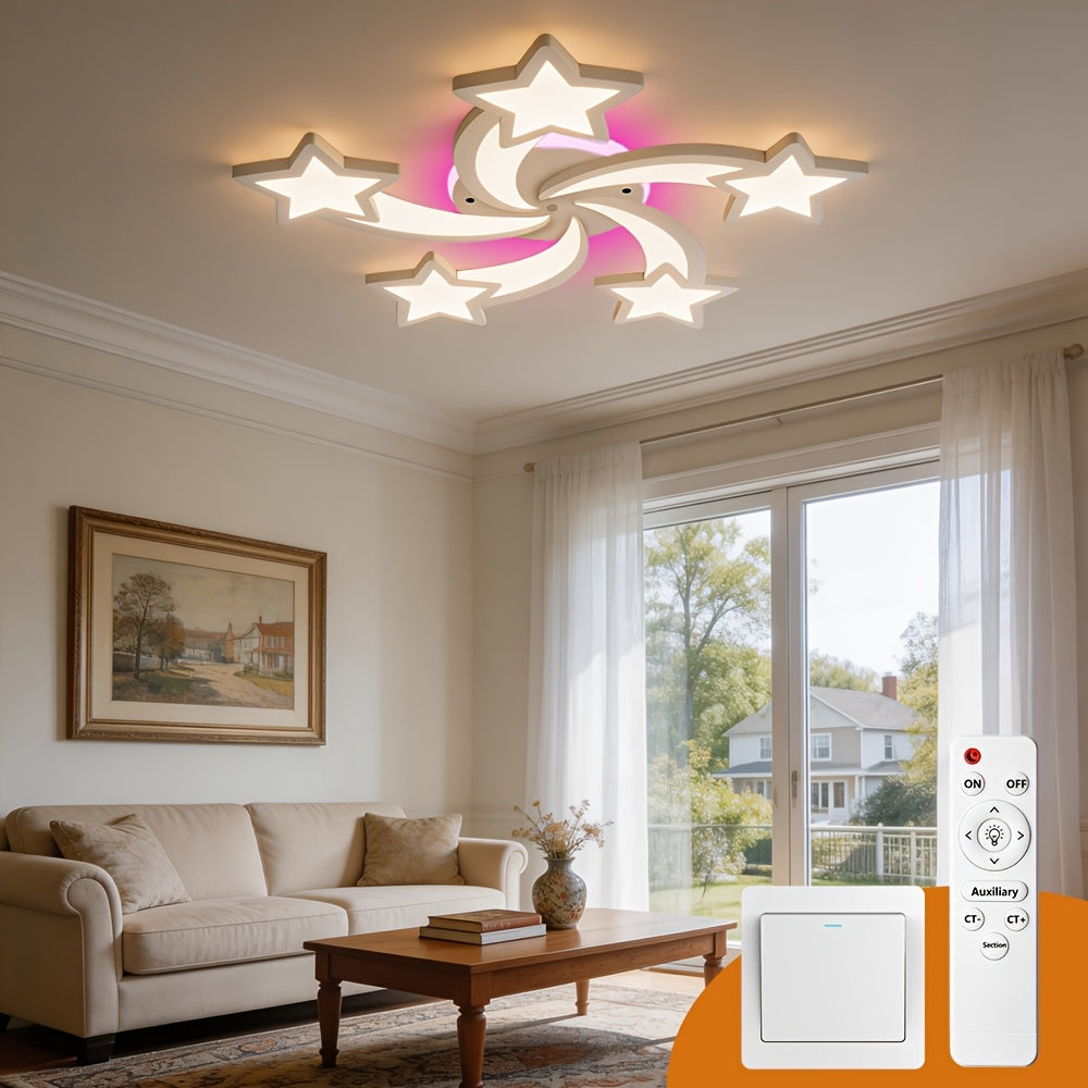 Plafonnier LED étoiles filantes Ø 70 cm, éclairage RVB et télécommande